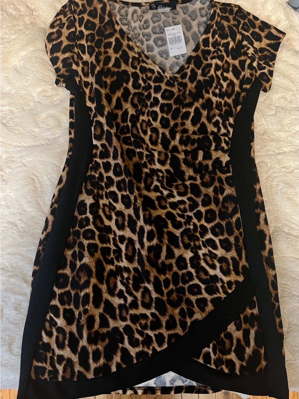 Rainbow Leopard Print stretchy dress in Black and Brown.